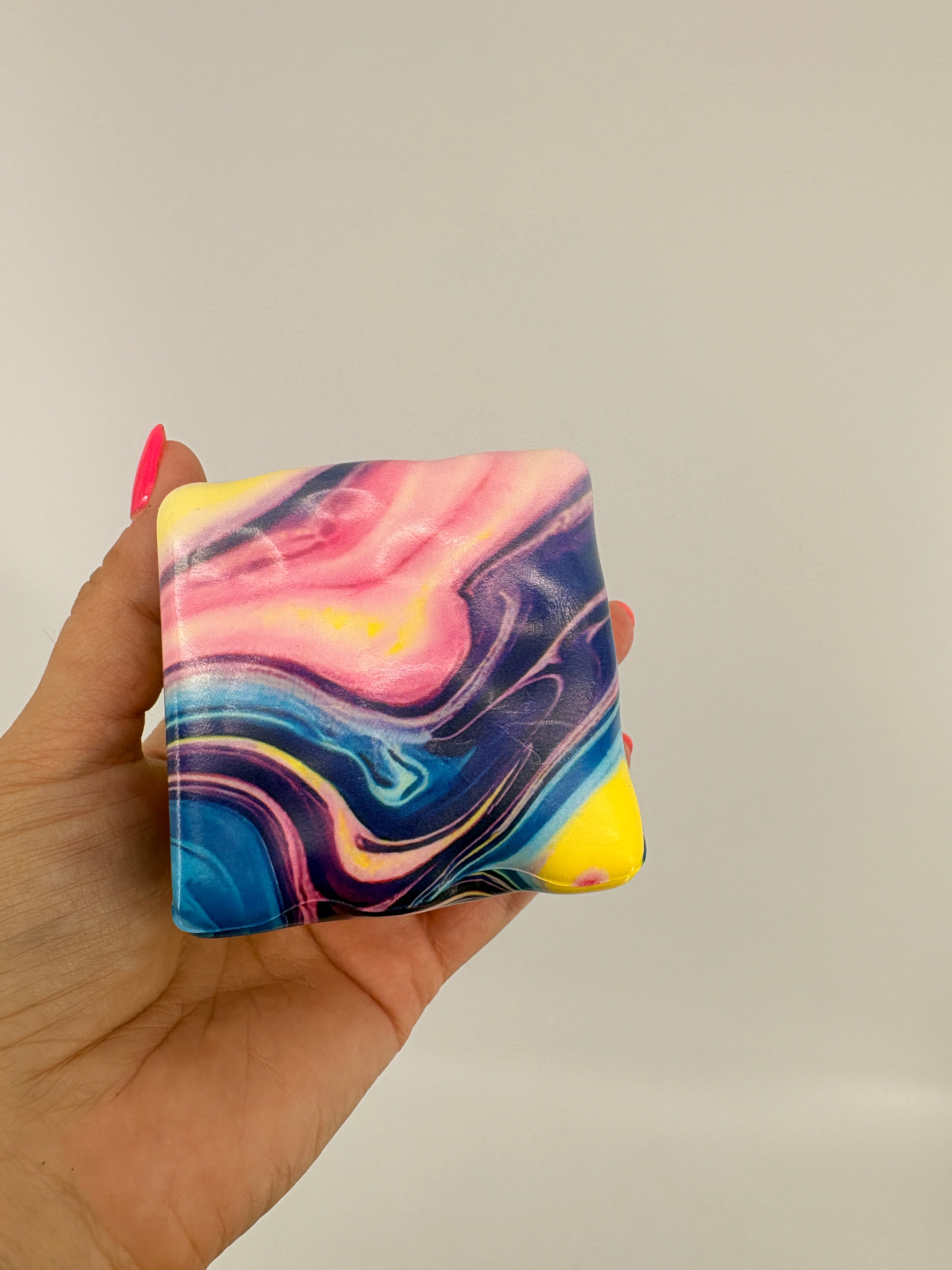 Squishy Swirled Cheese Cube Toy