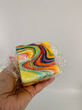 Squishy Swirled Cheese Cube Toy